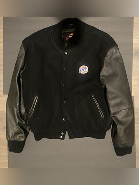 Vintage Newzlander Jacket Black Wool Leather Varsity Bomber Miller Lite M